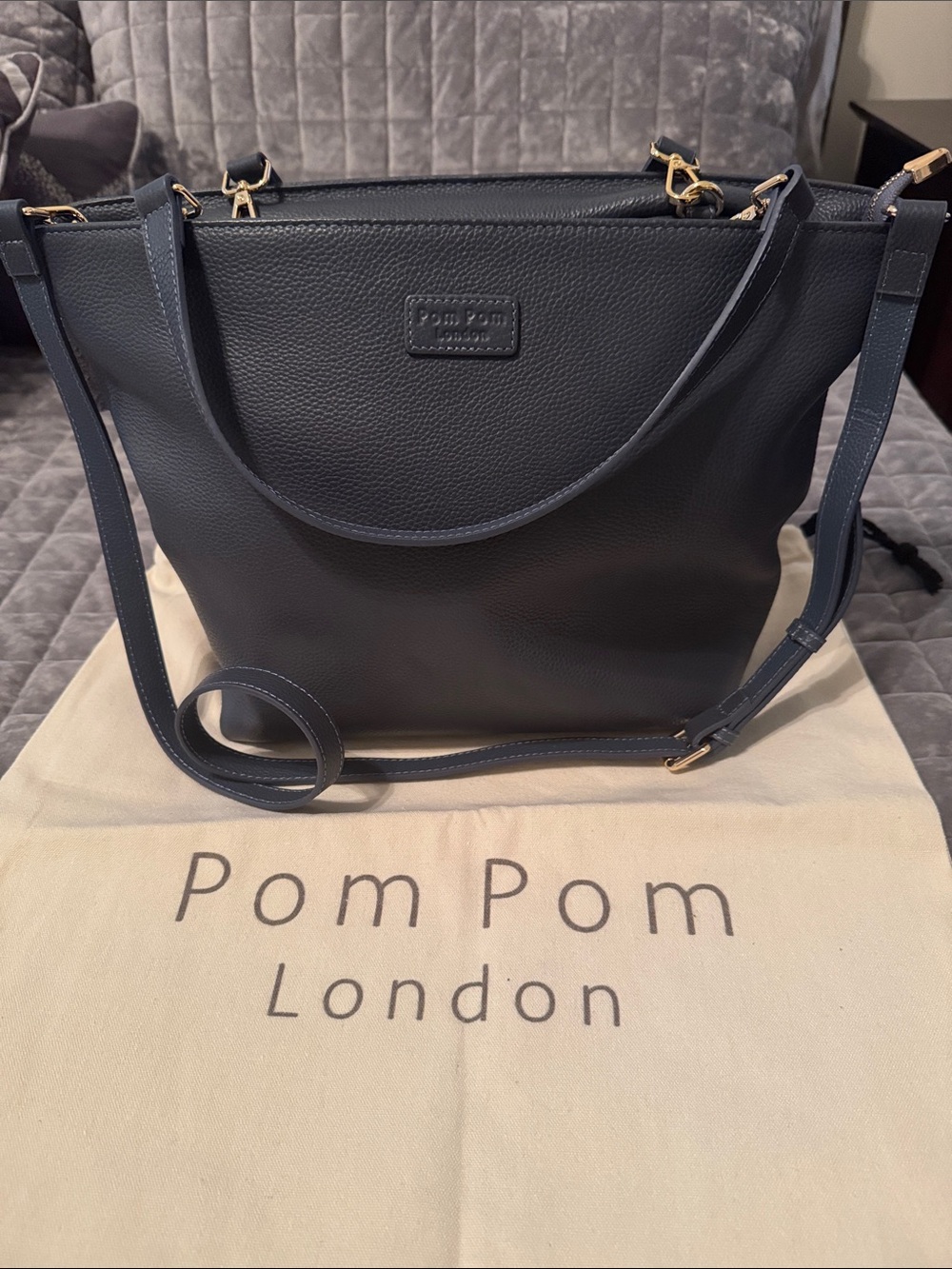 Pom Pom London Greenwich Slate Blue - Convertible Shoulder & Crossbody